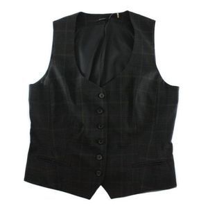 ELIE TAHARI Black Plaid Vest Size Large